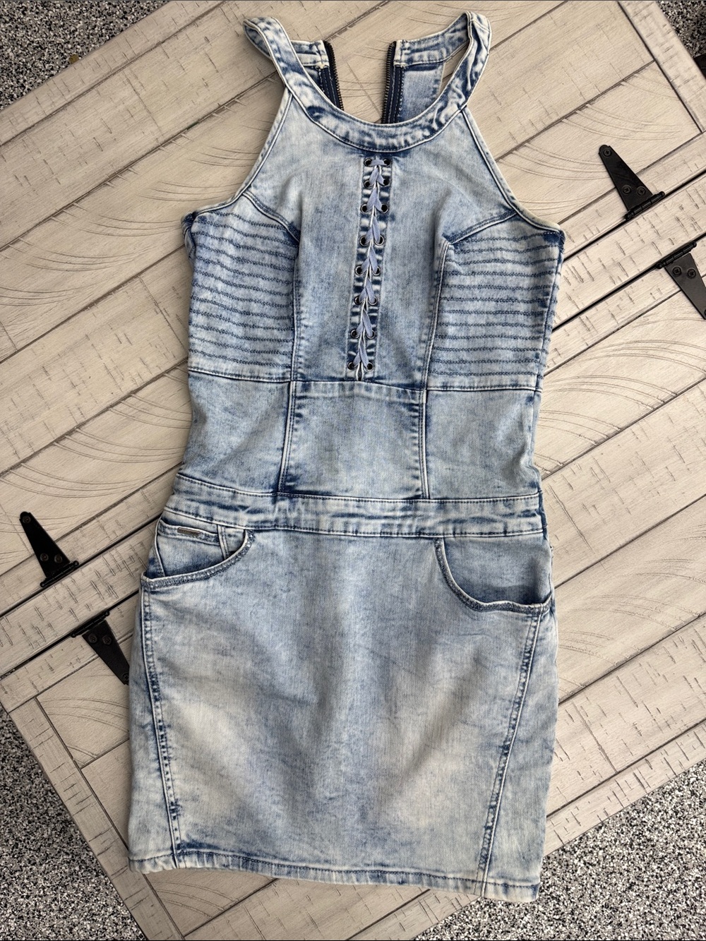Karv Light Wash Denim Mini Dress
